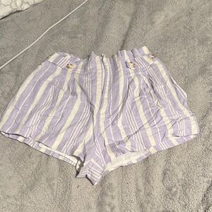 Forever 21 Lavender and Cream Striped High Waist Shorts